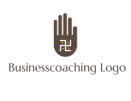 hand logo with the Swastika symbol