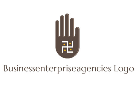 hand logo with the Swastika symbol