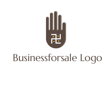 hand logo with the Swastika symbol