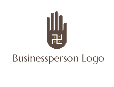 hand logo with the Swastika symbol