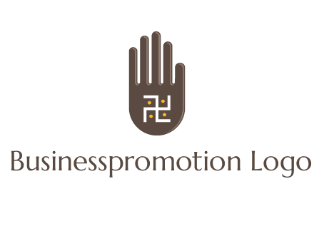 hand logo with the Swastika symbol