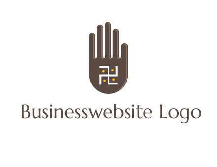 hand logo with the Swastika symbol