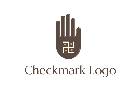 hand logo with the Swastika symbol