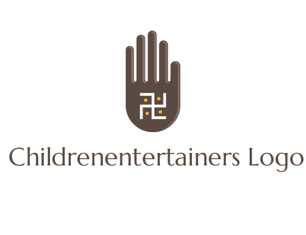 hand logo with the Swastika symbol