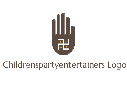 hand logo with the Swastika symbol