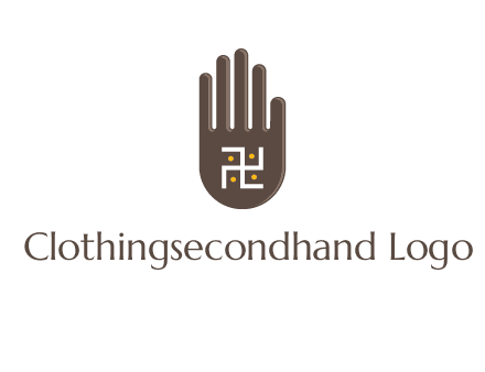 hand logo with the Swastika symbol