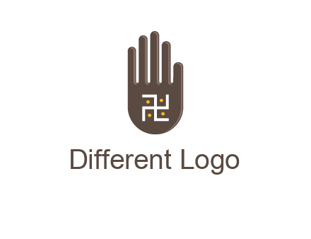 hand logo with the Swastika symbol