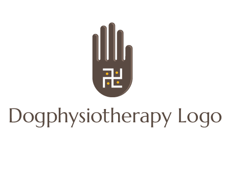 hand logo with the Swastika symbol