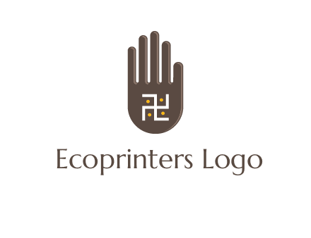 hand logo with the Swastika symbol