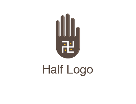 hand logo with the Swastika symbol