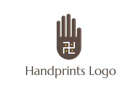 hand logo with the Swastika symbol