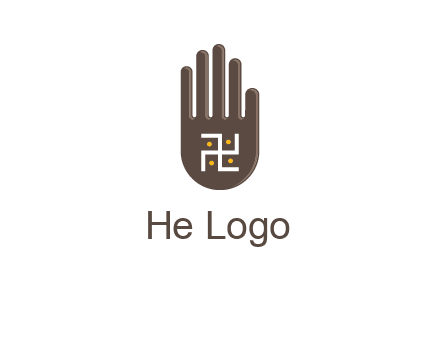 hand logo with the Swastika symbol