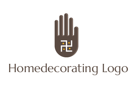 hand logo with the Swastika symbol