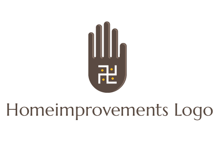 hand logo with the Swastika symbol
