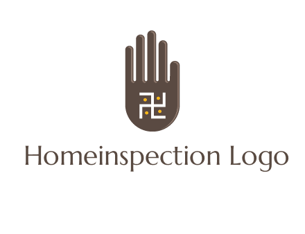 hand logo with the Swastika symbol