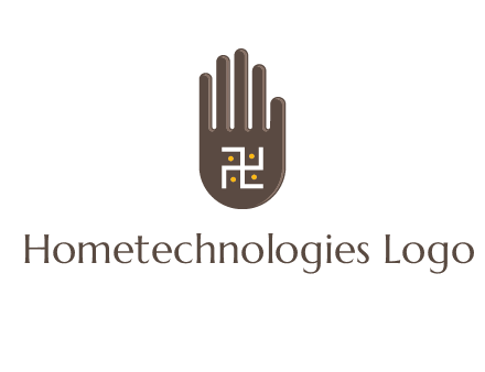 hand logo with the Swastika symbol