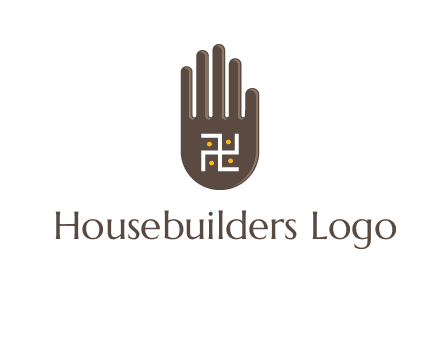 hand logo with the Swastika symbol