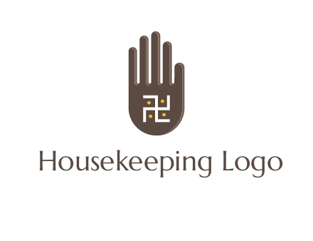 hand logo with the Swastika symbol