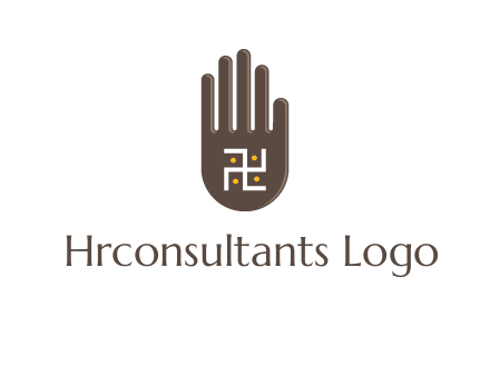 hand logo with the Swastika symbol