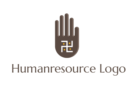 hand logo with the Swastika symbol