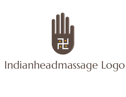 hand logo with the Swastika symbol