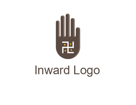 hand logo with the Swastika symbol