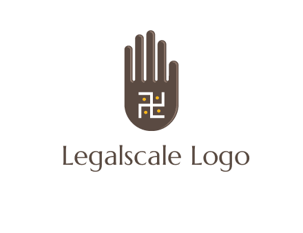 hand logo with the Swastika symbol