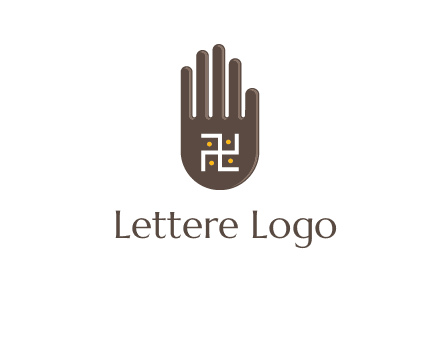 hand logo with the Swastika symbol