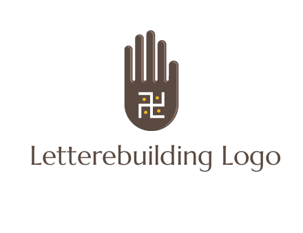 hand logo with the Swastika symbol