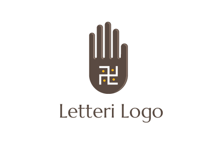 hand logo with the Swastika symbol
