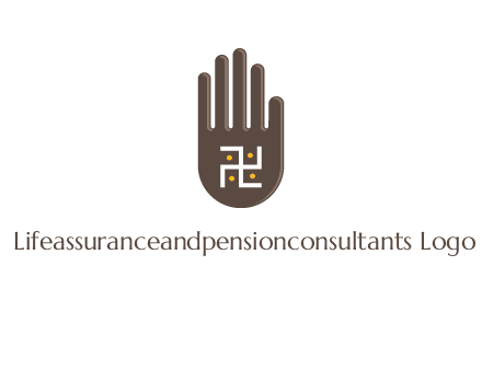 hand logo with the Swastika symbol