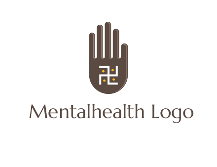hand logo with the Swastika symbol