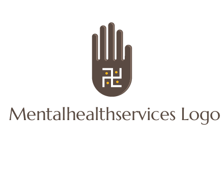 hand logo with the Swastika symbol