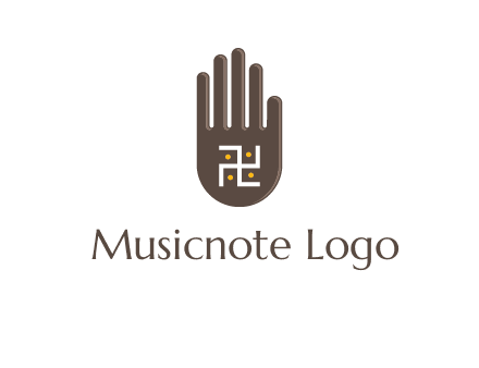 hand logo with the Swastika symbol