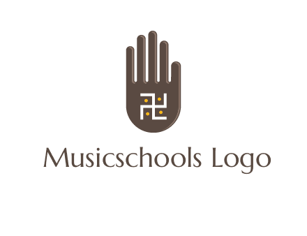 hand logo with the Swastika symbol