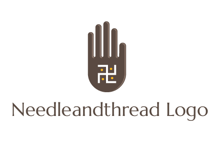 hand logo with the Swastika symbol