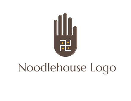 hand logo with the Swastika symbol