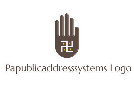 hand logo with the Swastika symbol