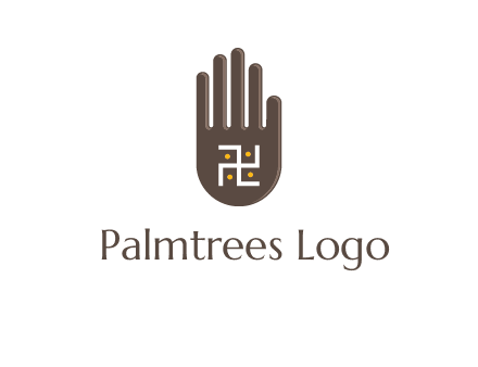 hand logo with the Swastika symbol