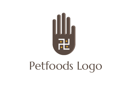 hand logo with the Swastika symbol