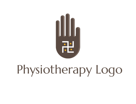 hand logo with the Swastika symbol
