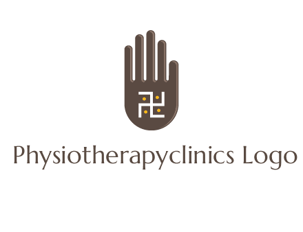 hand logo with the Swastika symbol