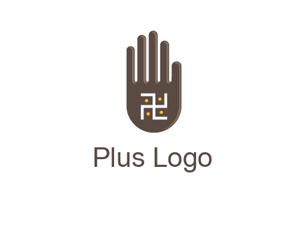 hand logo with the Swastika symbol