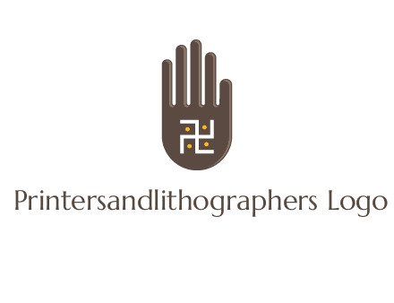 hand logo with the Swastika symbol