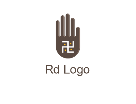 hand logo with the Swastika symbol