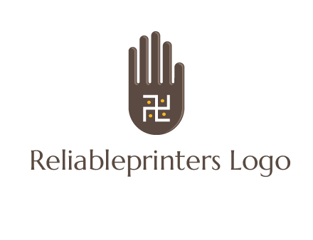 hand logo with the Swastika symbol