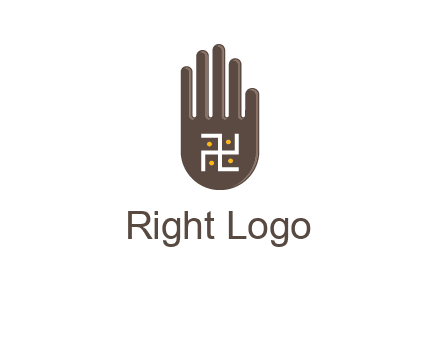 hand logo with the Swastika symbol