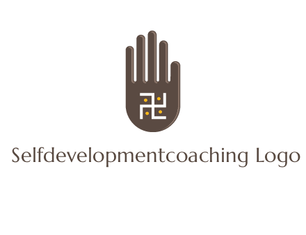 hand logo with the Swastika symbol