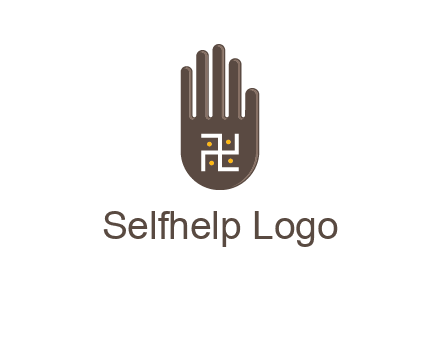 hand logo with the Swastika symbol