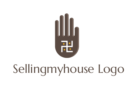 hand logo with the Swastika symbol